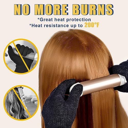 IKOCO Heat Proof Medium Glove Mitts for Hair Styling - 2 Pcs for Flat Iron, Curling Wand, and Hot-Air Brushes - görsel 8