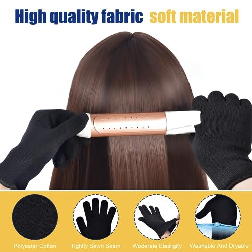 IKOCO Heat Proof Medium Glove Mitts for Hair Styling - 2 Pcs for Flat Iron, Curling Wand, and Hot-Air Brushes - görsel 6