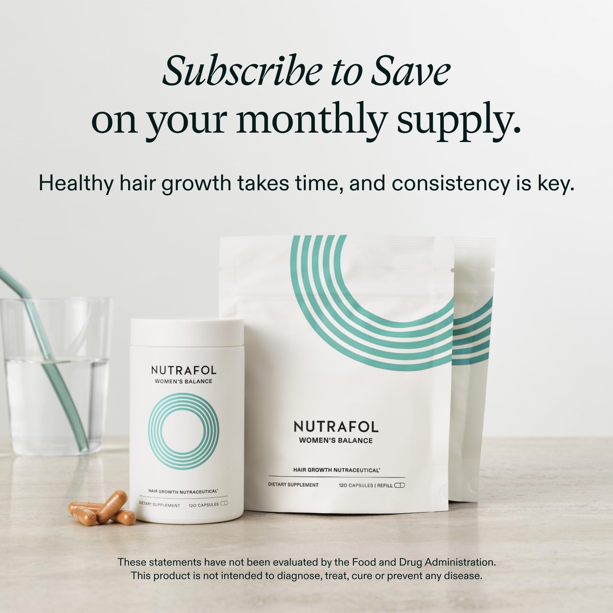 Nutrafol Women's Balance Hair Growth Supplements for Ages 45+ - Dermatologist Recommended, Clinically Proven for Thicker Hair & Scalp Coverage - 2 Month Supply (Pack of 2) Avelisse