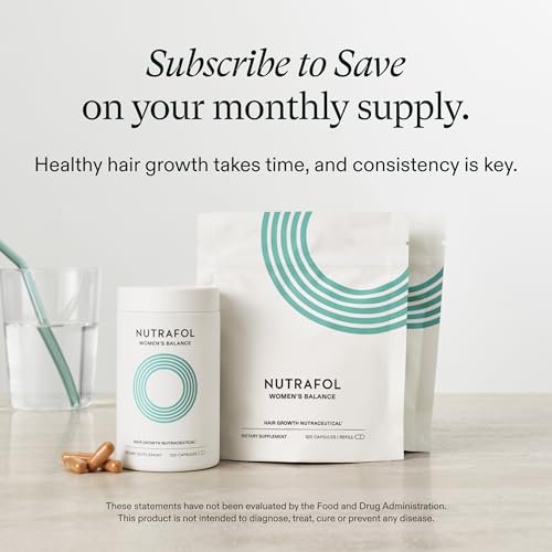 Nutrafol Women's Balance Hair Growth Supplements for Ages 45+ - Dermatologist Recommended, Clinically Proven for Thicker Hair & Scalp Coverage - 2 Month Supply (Pack of 2) Avelisse
