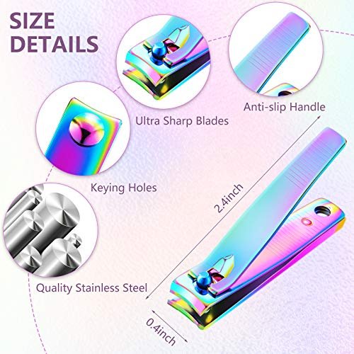 Honoson 6-Piece Rainbow Nail Clippers Set - Stainless Steel Toenail Clippers, Portable Sturdy Nail Cutter for Women Men - görsel 6