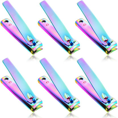 Honoson 6-Piece Rainbow Nail Clippers Set - Stainless Steel Toenail Clippers, Portable Sturdy Nail Cutter for Women Men