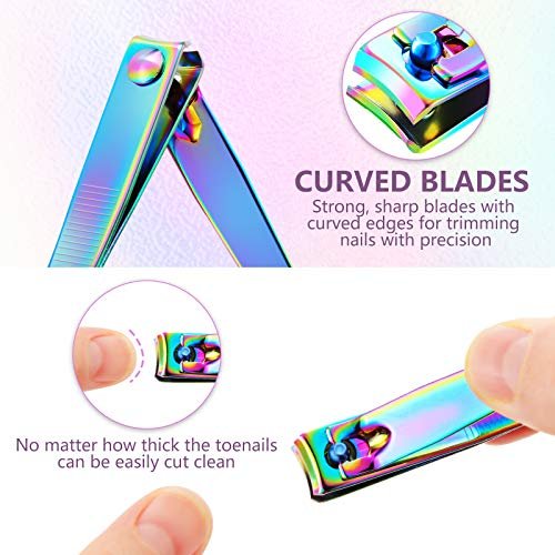 Honoson 6-Piece Rainbow Nail Clippers Set - Stainless Steel Toenail Clippers, Portable Sturdy Nail Cutter for Women Men - görsel 8
