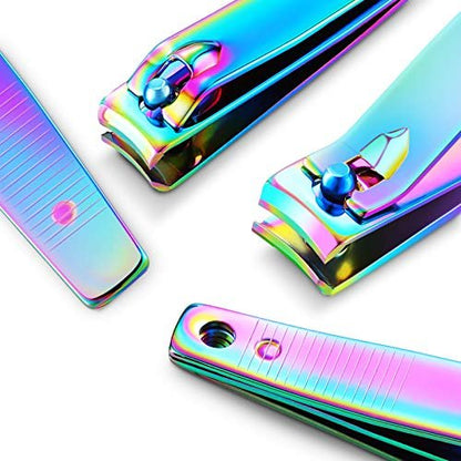 Honoson 6-Piece Rainbow Nail Clippers Set - Stainless Steel Toenail Clippers, Portable Sturdy Nail Cutter for Women Men