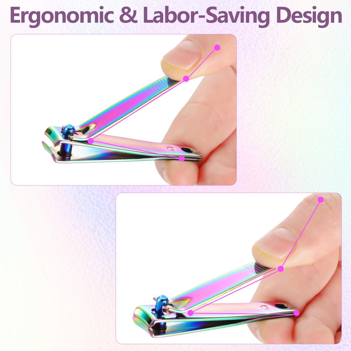 Honoson 6-Piece Rainbow Nail Clippers Set - Stainless Steel Toenail Clippers, Portable Sturdy Nail Cutter for Women Men - görsel 9