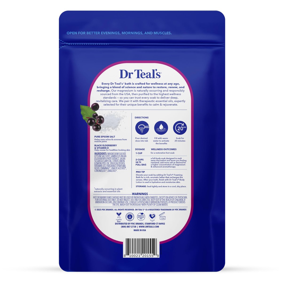 Dr Teal's Epsom Salt Magnesium Soak with Black Elderberry and Vitamin D, 3 lbs - görsel 3