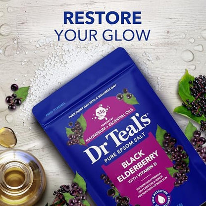 Dr Teal's Epsom Salt Magnesium Soak with Black Elderberry and Vitamin D, 3 lbs