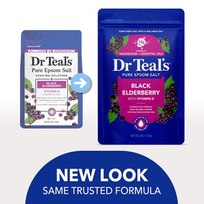 Dr Teal's Epsom Salt Magnesium Soak with Black Elderberry and Vitamin D, 3 lbs