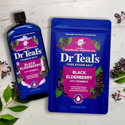 Dr Teal's Epsom Salt Magnesium Soak with Black Elderberry and Vitamin D, 3 lbs