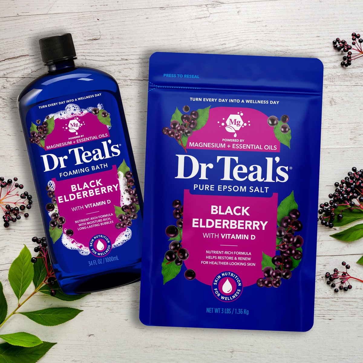 Dr Teal's Epsom Salt Magnesium Soak with Black Elderberry and Vitamin D, 3 lbs - görsel 13
