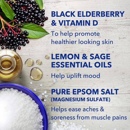 Dr Teal's Epsom Salt Magnesium Soak with Black Elderberry and Vitamin D, 3 lbs