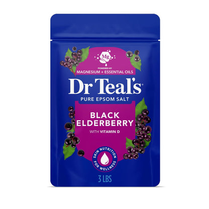 Dr Teal's Epsom Salt Magnesium Soak with Black Elderberry and Vitamin D, 3 lbs