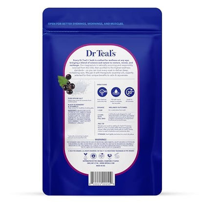 Dr Teal's Epsom Salt Magnesium Soak with Black Elderberry and Vitamin D, 3 lbs