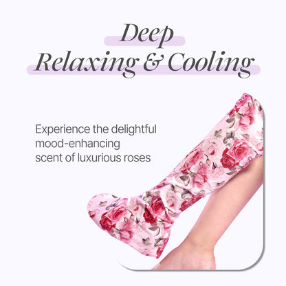 Petitfee Koelf Rose Petal Satin Leg Mask – Cooling & Depuffing Leg Socks for Tired, Puffy Legs