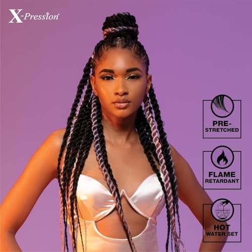 Sensationnel XPRESSION 3X Pre-Stretched Braid 58 inches (5-Pack, 1B Off Black) Avelisse