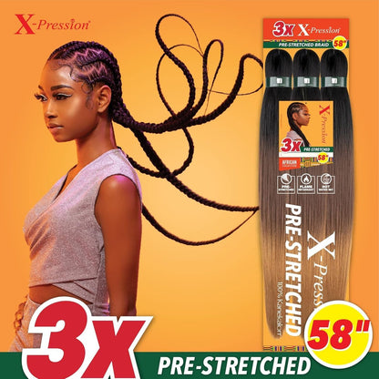 Sensationnel XPRESSION 3X Pre-Stretched Braid 58 inches (5-Pack, 1B Off Black) Avelisse