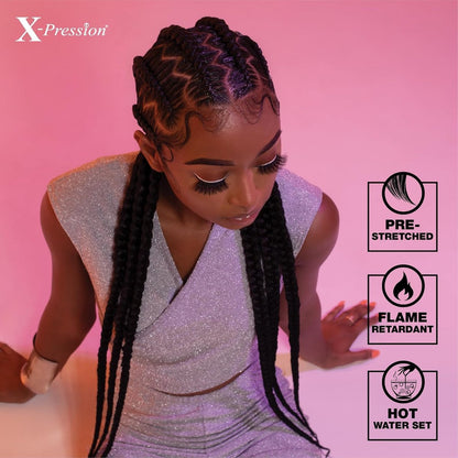 Sensationnel XPRESSION 3X Pre-Stretched Braid 58 inches (5-Pack, 1B Off Black) Avelisse