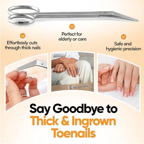 Long Handle Toenail Scissors - 6" Stainless Steel Nail Clippers for Seniors, Podiatrist Manicure Pedicure, Ingrown Toe Nails & Fingernail Cuticle Trimmer - Krisp Beauty - görsel 10