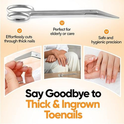 Long Handle Toenail Scissors - 6" Stainless Steel Nail Clippers for Seniors, Podiatrist Manicure Pedicure, Ingrown Toe Nails & Fingernail Cuticle Trimmer - Krisp Beauty
