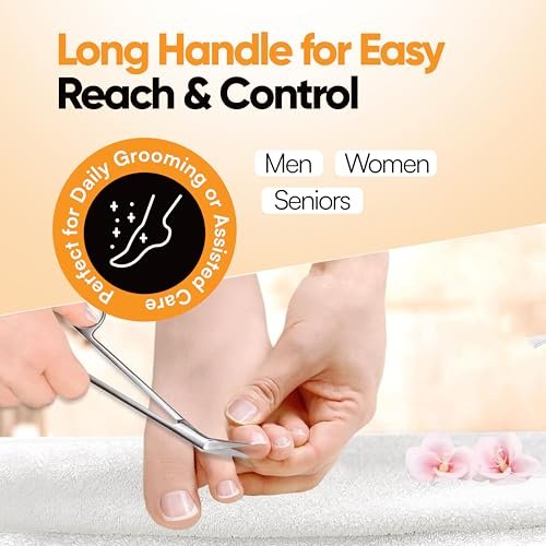 Long Handle Toenail Scissors - 6" Stainless Steel Nail Clippers for Seniors, Podiatrist Manicure Pedicure, Ingrown Toe Nails & Fingernail Cuticle Trimmer - Krisp Beauty - görsel 12