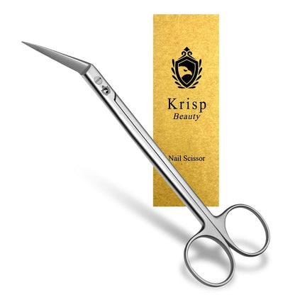 Long Handle Toenail Scissors - 6" Stainless Steel Nail Clippers for Seniors, Podiatrist Manicure Pedicure, Ingrown Toe Nails & Fingernail Cuticle Trimmer - Krisp Beauty