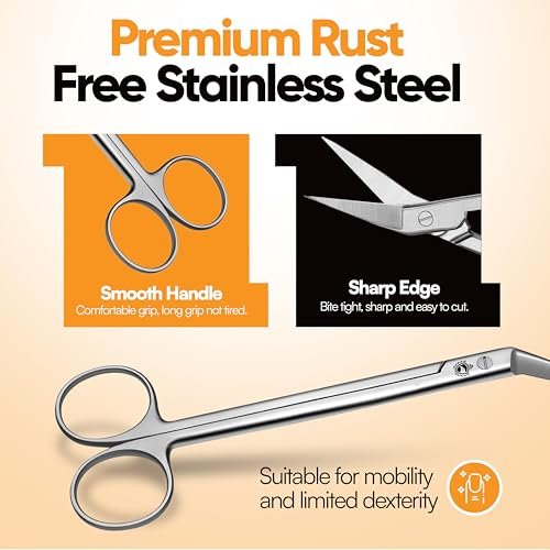 Long Handle Toenail Scissors - 6" Stainless Steel Nail Clippers for Seniors, Podiatrist Manicure Pedicure, Ingrown Toe Nails & Fingernail Cuticle Trimmer - Krisp Beauty - görsel 8