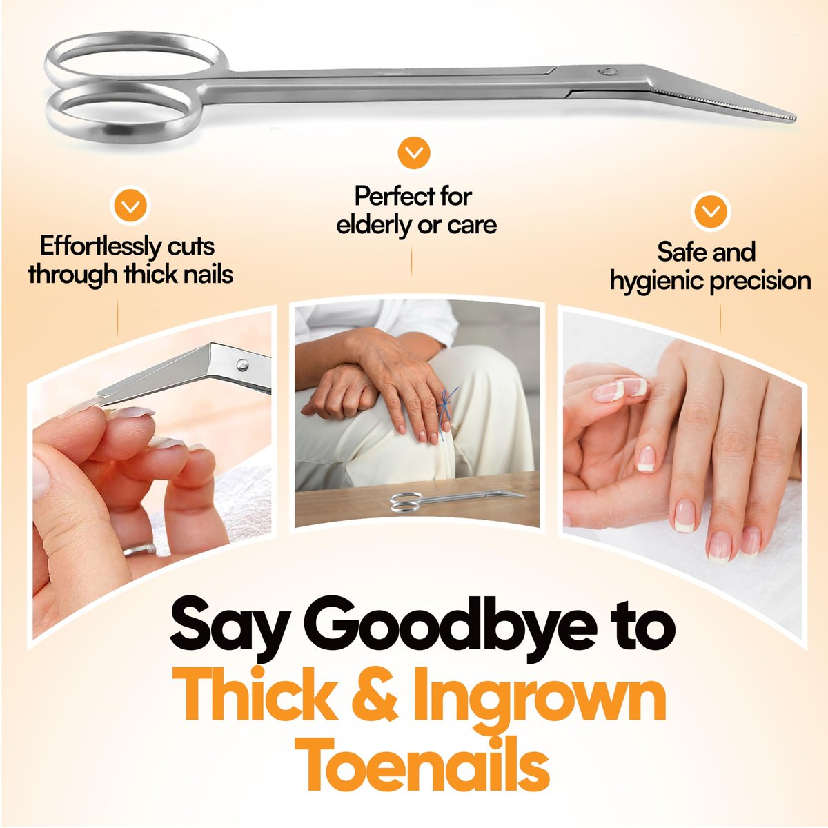 Long Handle Toenail Scissors - 6" Stainless Steel Nail Clippers for Seniors, Podiatrist Manicure Pedicure, Ingrown Toe Nails & Fingernail Cuticle Trimmer - Krisp Beauty - görsel 9