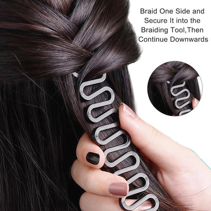 6-Pack 7.6-Inch Black Plastic Fishbone Wave Hair Braid Tool - French Braiding Tool for DIY Hairstyles