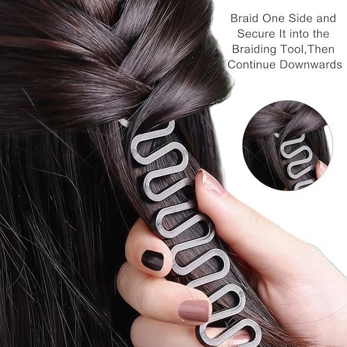 6-Pack 7.6-Inch Black Plastic Fishbone Wave Hair Braid Tool - French Braiding Tool for DIY Hairstyles - görsel 12