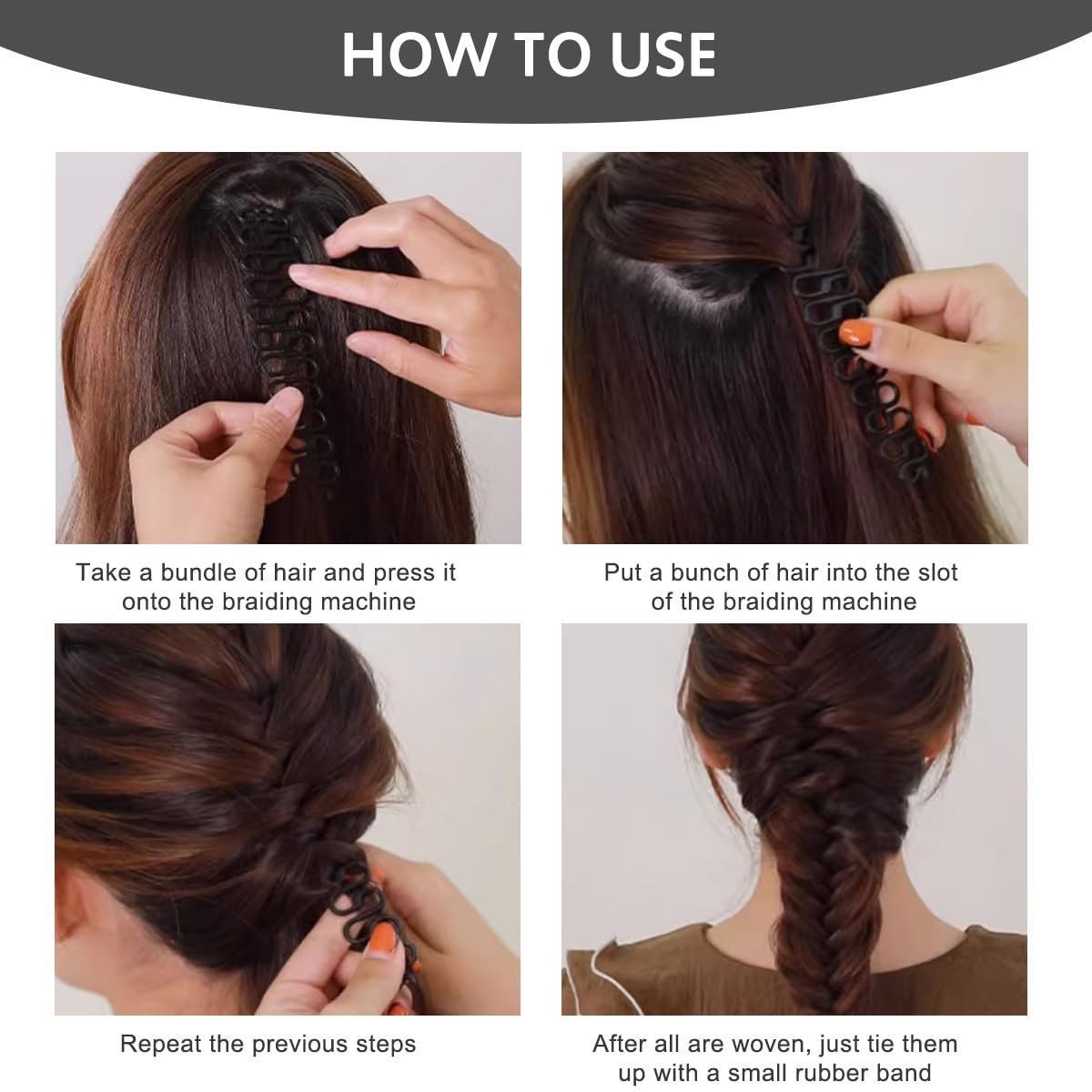 6-Pack 7.6-Inch Black Plastic Fishbone Wave Hair Braid Tool - French Braiding Tool for DIY Hairstyles - görsel 5