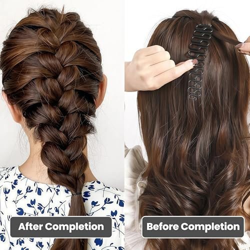 6-Pack 7.6-Inch Black Plastic Fishbone Wave Hair Braid Tool - French Braiding Tool for DIY Hairstyles - görsel 10