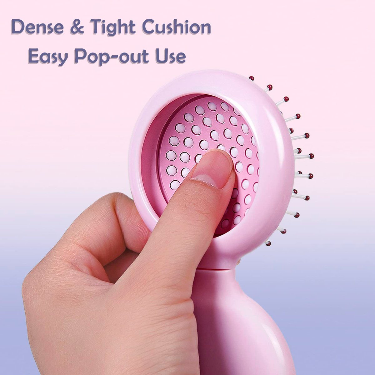 Trikeel Mini Folding Hair Brush with Mirror – Compact Travel Size Pop Up Pocket Brush for Purse or Backpack (Pink) - görsel 5