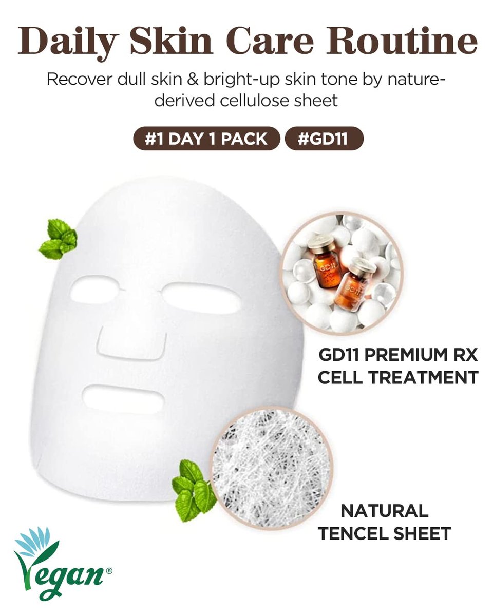 GD11 Premium RX Treatment Mask - Anti-Aging Facial Sheet Mask with Stem Cell Extract, Soothing & Moisturizing, Barrier-Strengthening & Skin Elasticity Care, Hypoallergenic Tencel Sheet, 6 Sheets - görsel 11