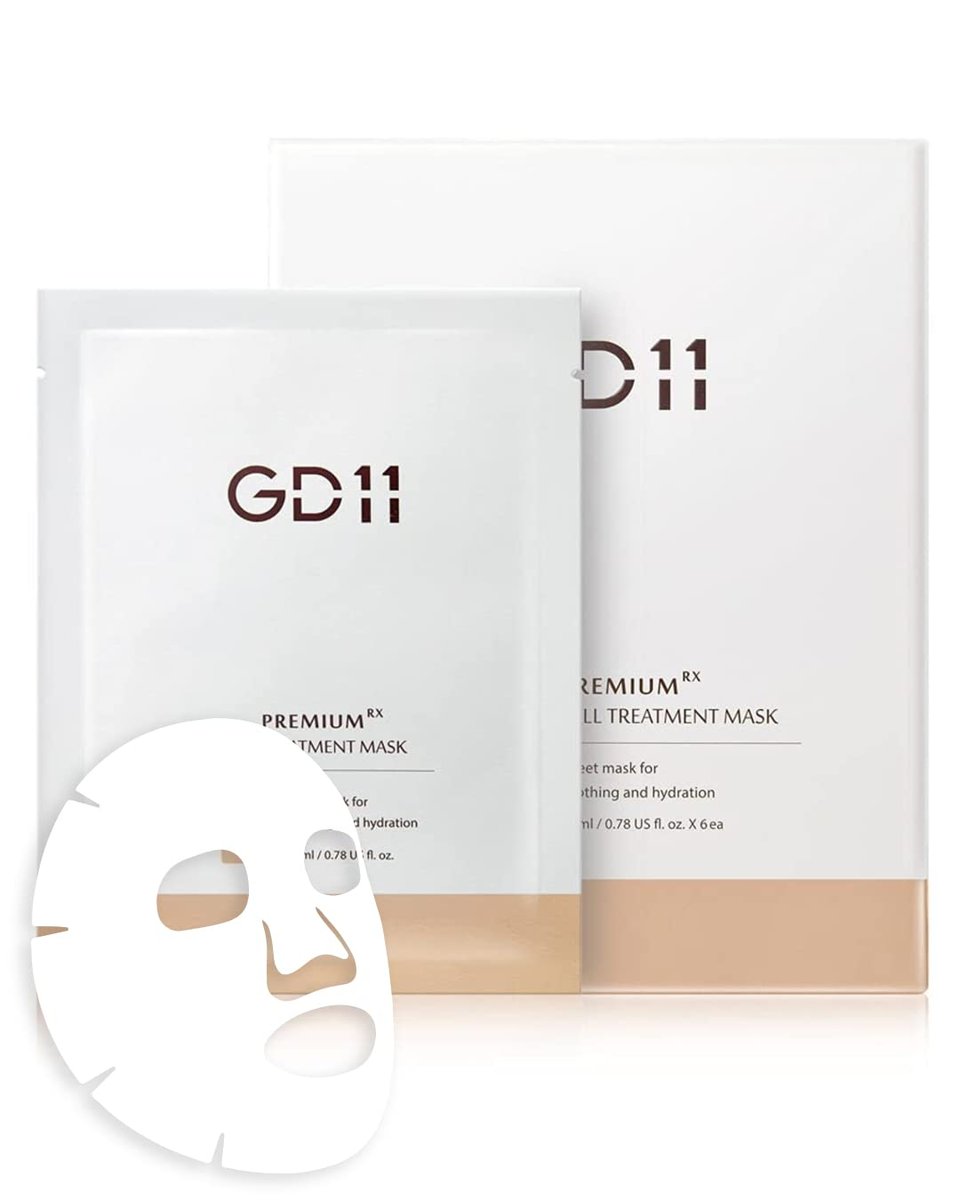 GD11 Premium RX Treatment Mask - Anti-Aging Facial Sheet Mask with Stem Cell Extract, Soothing & Moisturizing, Barrier-Strengthening & Skin Elasticity Care, Hypoallergenic Tencel Sheet, 6 Sheets - görsel 1