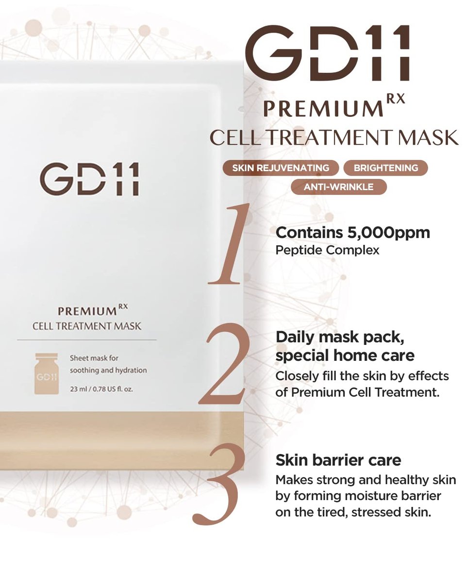 GD11 Premium RX Treatment Mask - Anti-Aging Facial Sheet Mask with Stem Cell Extract, Soothing & Moisturizing, Barrier-Strengthening & Skin Elasticity Care, Hypoallergenic Tencel Sheet, 6 Sheets - görsel 3