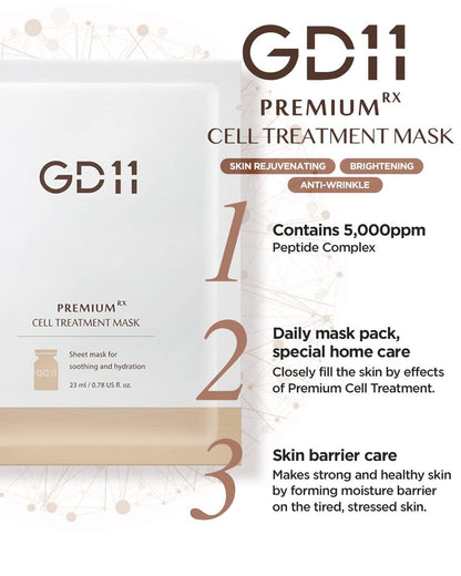 GD11 Premium RX Treatment Mask - Anti-Aging Facial Sheet Mask with Stem Cell Extract, Soothing & Moisturizing, Barrier-Strengthening & Skin Elasticity Care, Hypoallergenic Tencel Sheet, 6 Sheets