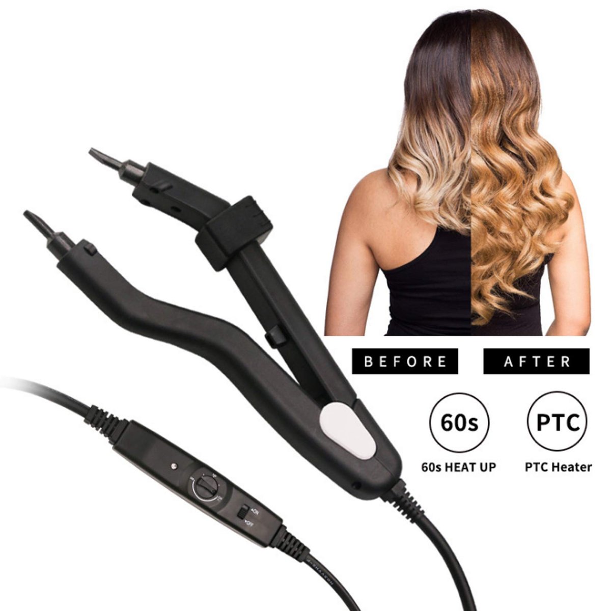 Fiunkes Heat Hair Connector - Adjustable Temperature Fusion Hair Extension Iron for Keratin Bonding Avelisse