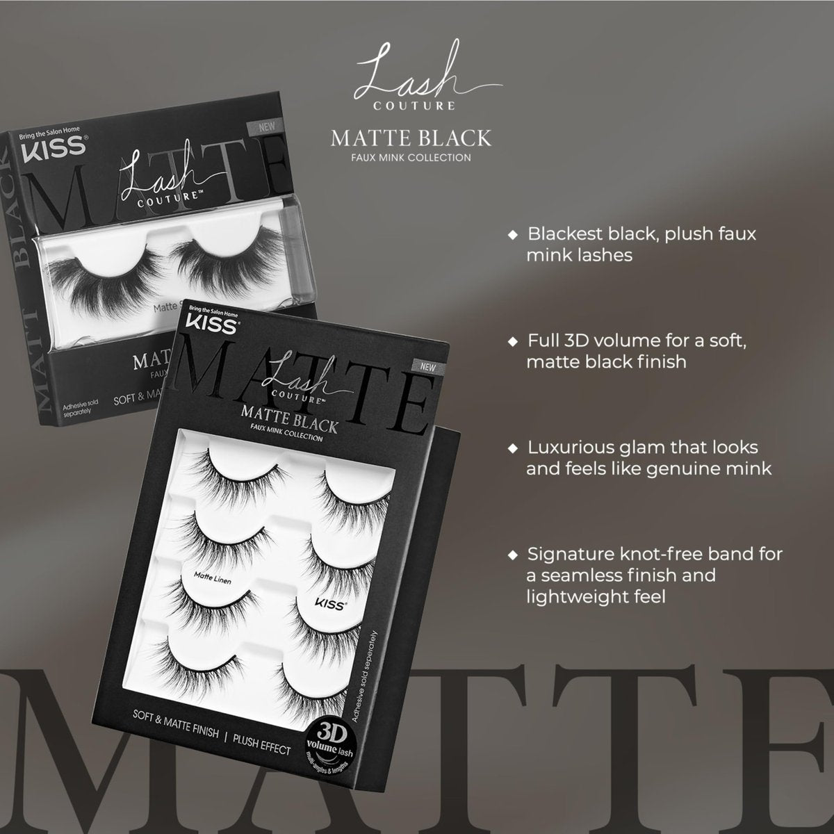 KISS Matte Black False Eyelashes - Matte Sheer, 16mm, Reusable Lash Clusters - görsel 5