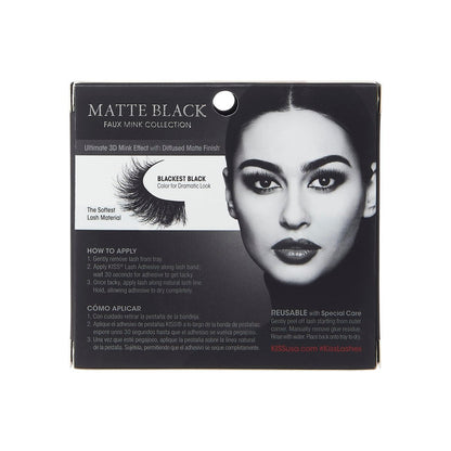 KISS Matte Black False Eyelashes - Matte Sheer, 16mm, Reusable Lash Clusters