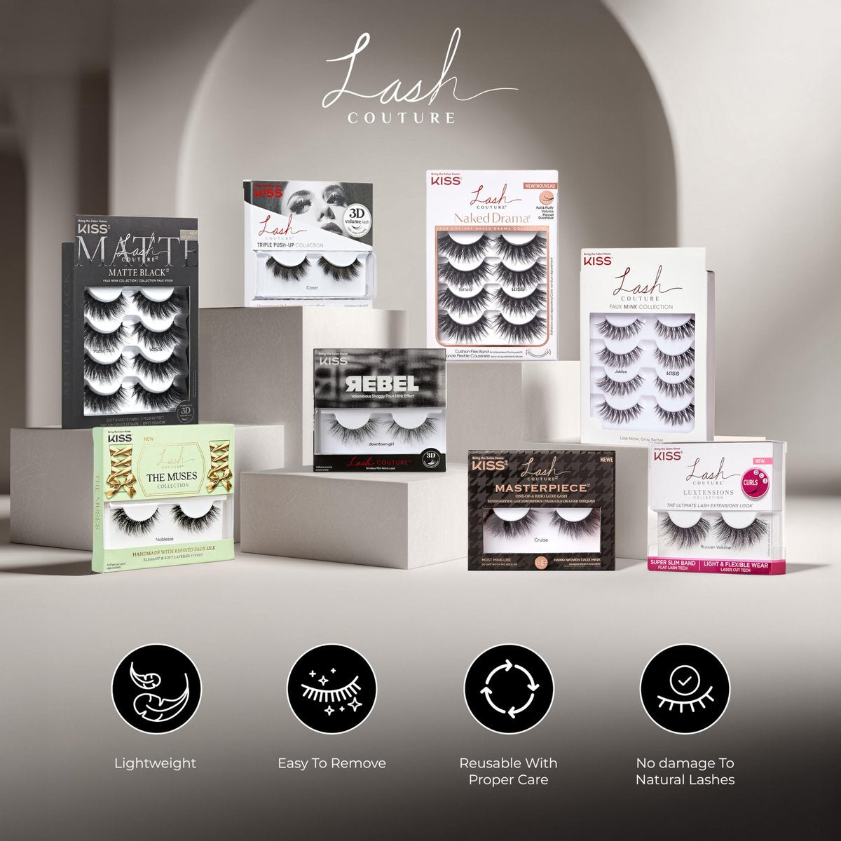 KISS Matte Black False Eyelashes - Matte Sheer, 16mm, Reusable Lash Clusters - görsel 7