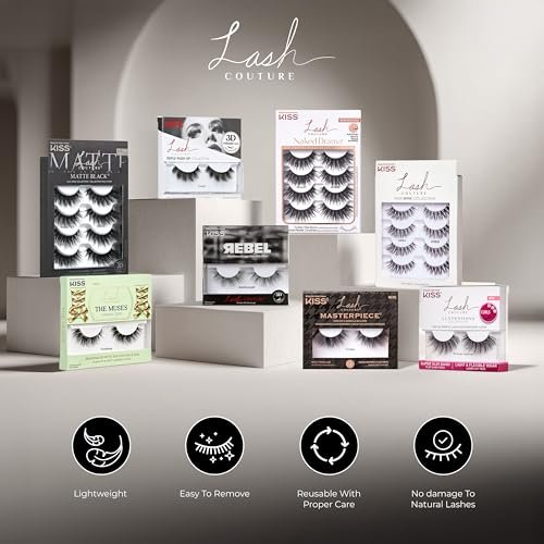 KISS Matte Black False Eyelashes - Matte Sheer, 16mm, Reusable Lash Clusters - görsel 8