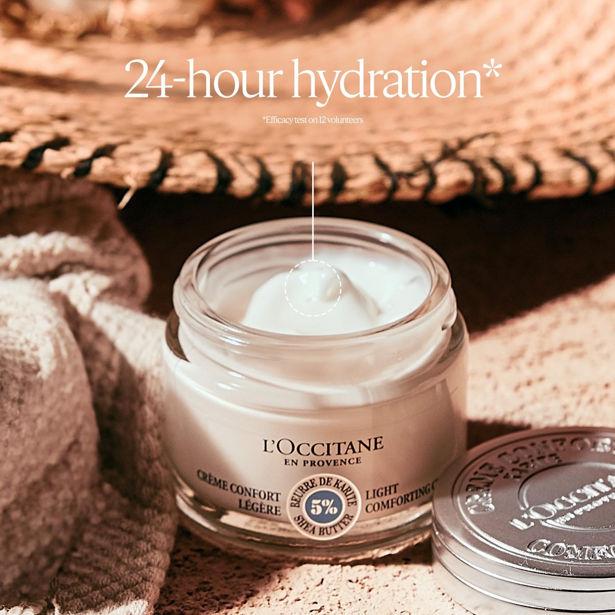 L'OCCITANE 5% Organic Shea Butter Lightweight Comforting Face Cream - Moisturizes, Hydrates & Soothes Sensitive Skin - Non-Comedogenic Vegan Skincare (1 Fl Oz) Avelisse