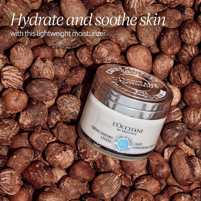 L'OCCITANE 5% Organic Shea Butter Lightweight Comforting Face Cream - Moisturizes, Hydrates & Soothes Sensitive Skin - Non-Comedogenic Vegan Skincare (1 Fl Oz) Avelisse