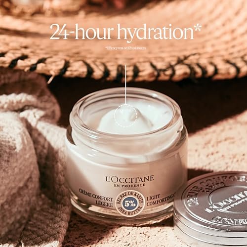L'OCCITANE 5% Organic Shea Butter Lightweight Comforting Face Cream - Moisturizes, Hydrates & Soothes Sensitive Skin - Non-Comedogenic Vegan Skincare (1 Fl Oz) Avelisse