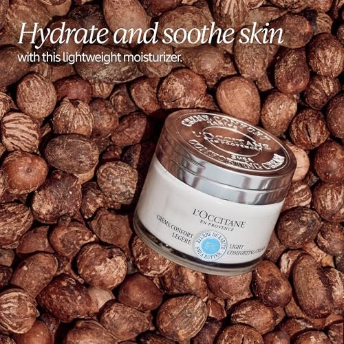L'OCCITANE 5% Organic Shea Butter Lightweight Comforting Face Cream - Moisturizes, Hydrates & Soothes Sensitive Skin - Non-Comedogenic Vegan Skincare (1 Fl Oz) Avelisse