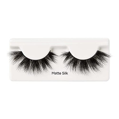 KISS Lash Couture Matte Black Faux Mink False Eyelashes - 14mm 3D Volume, Soft Matte Finish - Style 'Matte Silk' - 1 Pair