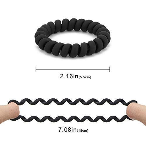 Matte Black Spiral Coil Hair Ties for Women - No Crease Ponytail Holders for Thick & All Hair Types, 12 Pcs - görsel 4