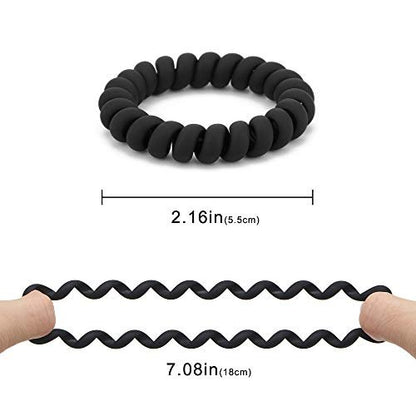 Matte Black Spiral Coil Hair Ties for Women - No Crease Ponytail Holders for Thick & All Hair Types, 12 Pcs