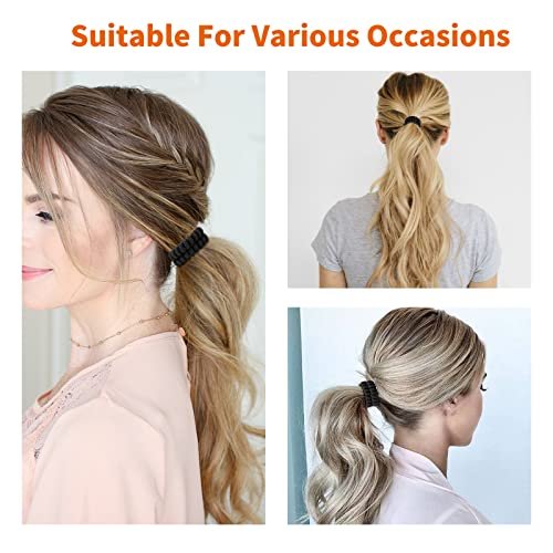 Matte Black Spiral Coil Hair Ties for Women - No Crease Ponytail Holders for Thick & All Hair Types, 12 Pcs - görsel 6