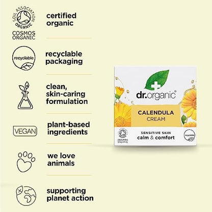 Dr Organic Calendula Face Cream 50ml – Nourishing Moisturizer for Sensitive Skin